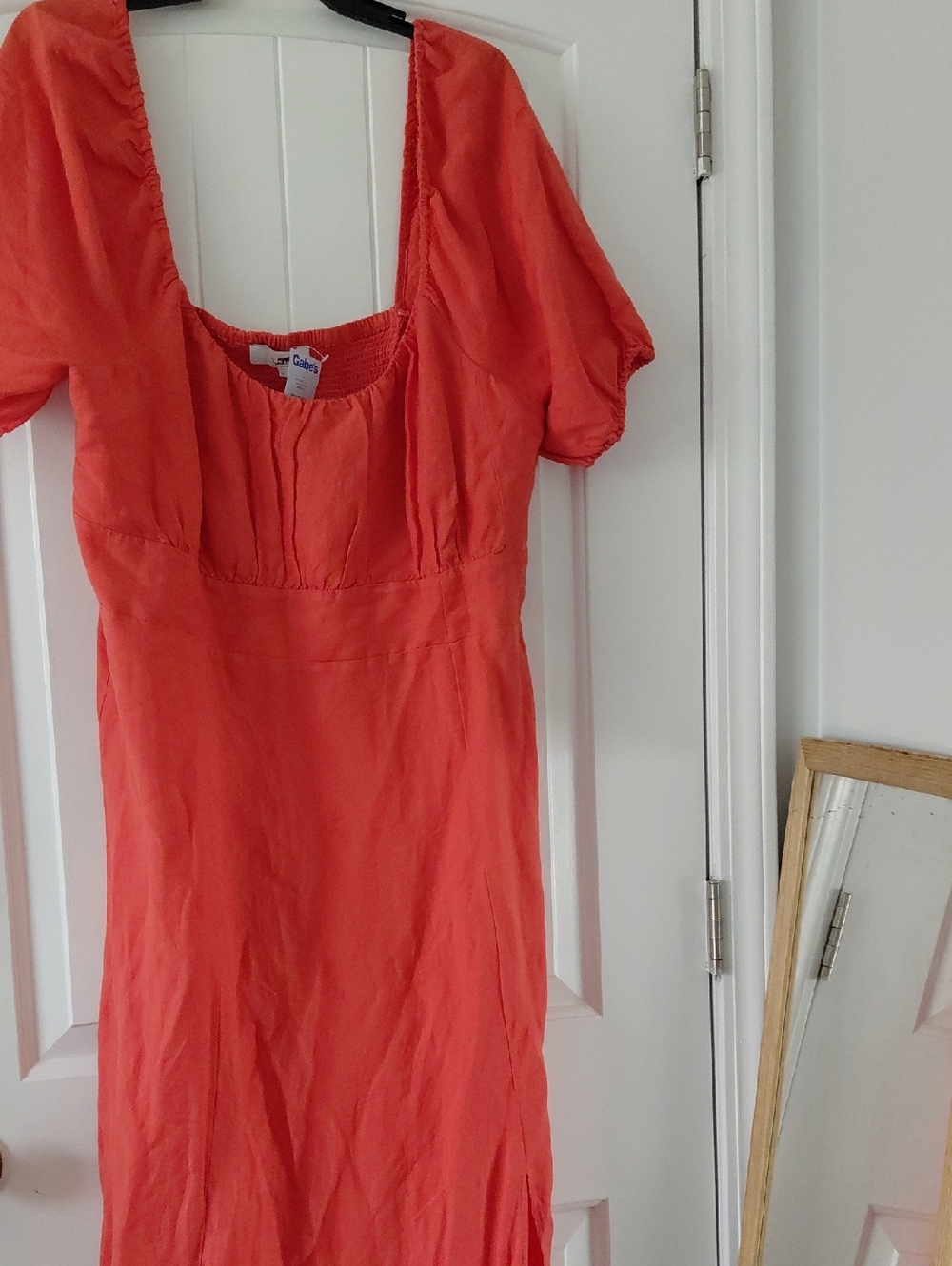 LOFT Coral Orange Short-Sleeve Square-Neck Dress